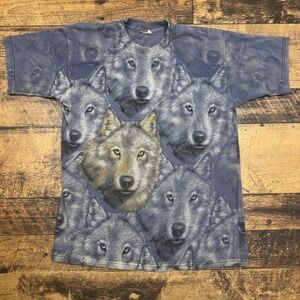 AOP The Mountain Wolf Pack All Over Print T Shirt Mens L grunge lone wolf
